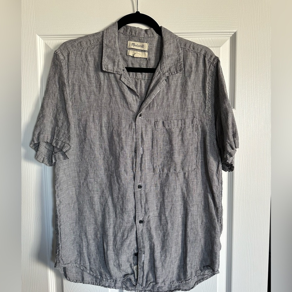 MADEWELL Men’s button down in black/white micro-check